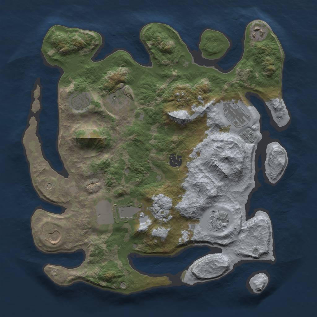 Rust Map: Barren, Size: 3500, Seed: 355983026, 12 Monuments