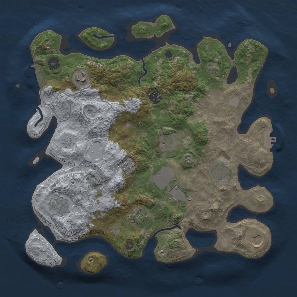 Rust Map: Procedural Map, Size: 3500, Seed: 1861285220, 16 Monuments