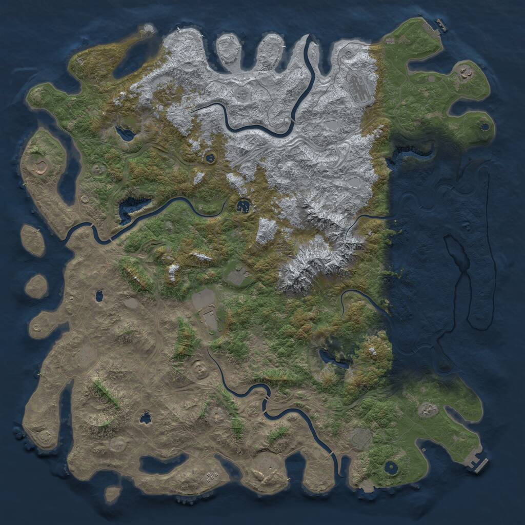 Rust Map: Procedural Map, Size: 6000, Seed: 2345678, 17 Monuments