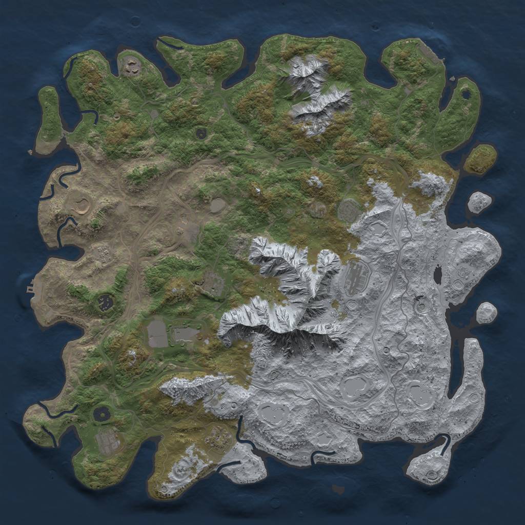 Rust Map: Procedural Map, Size: 5000, Seed: 8014, 18 Monuments