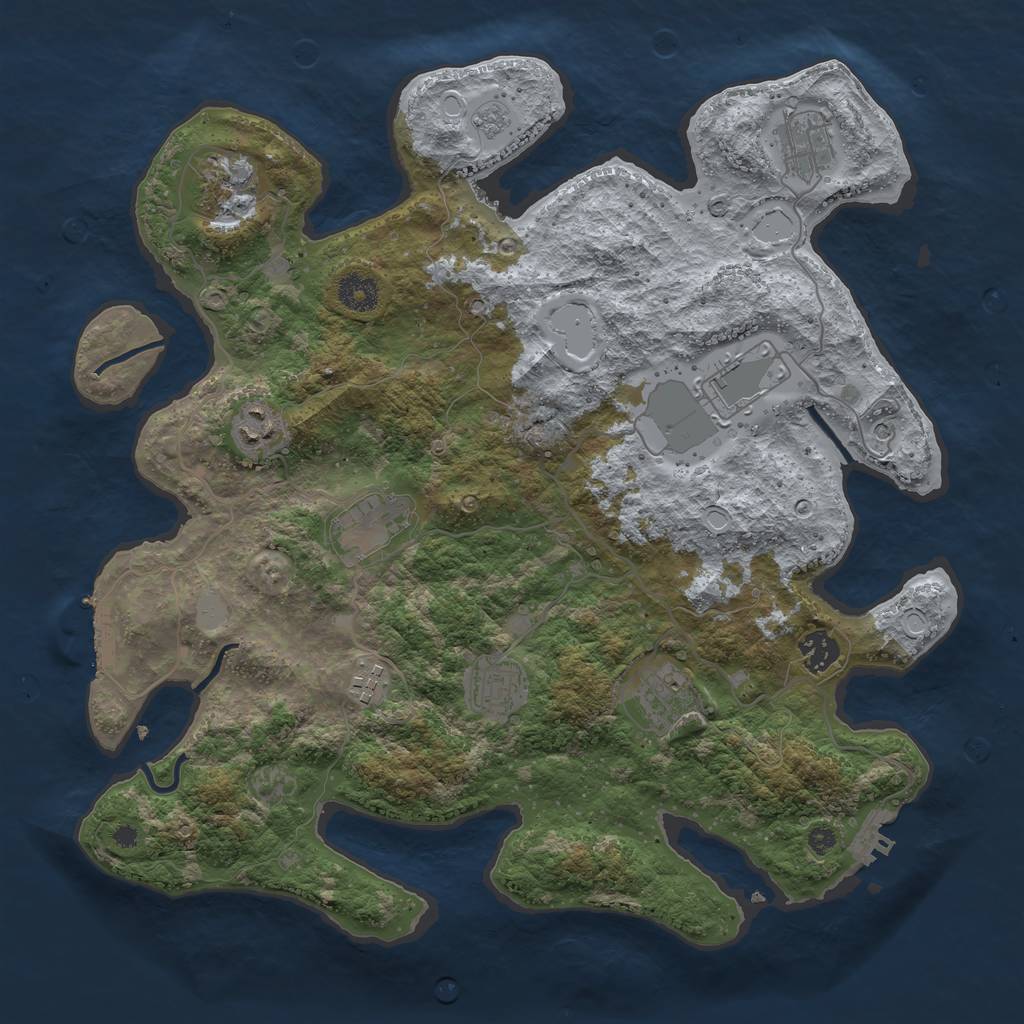 Rust Map: Procedural Map, Size: 3800, Seed: 92532011, 16 Monuments