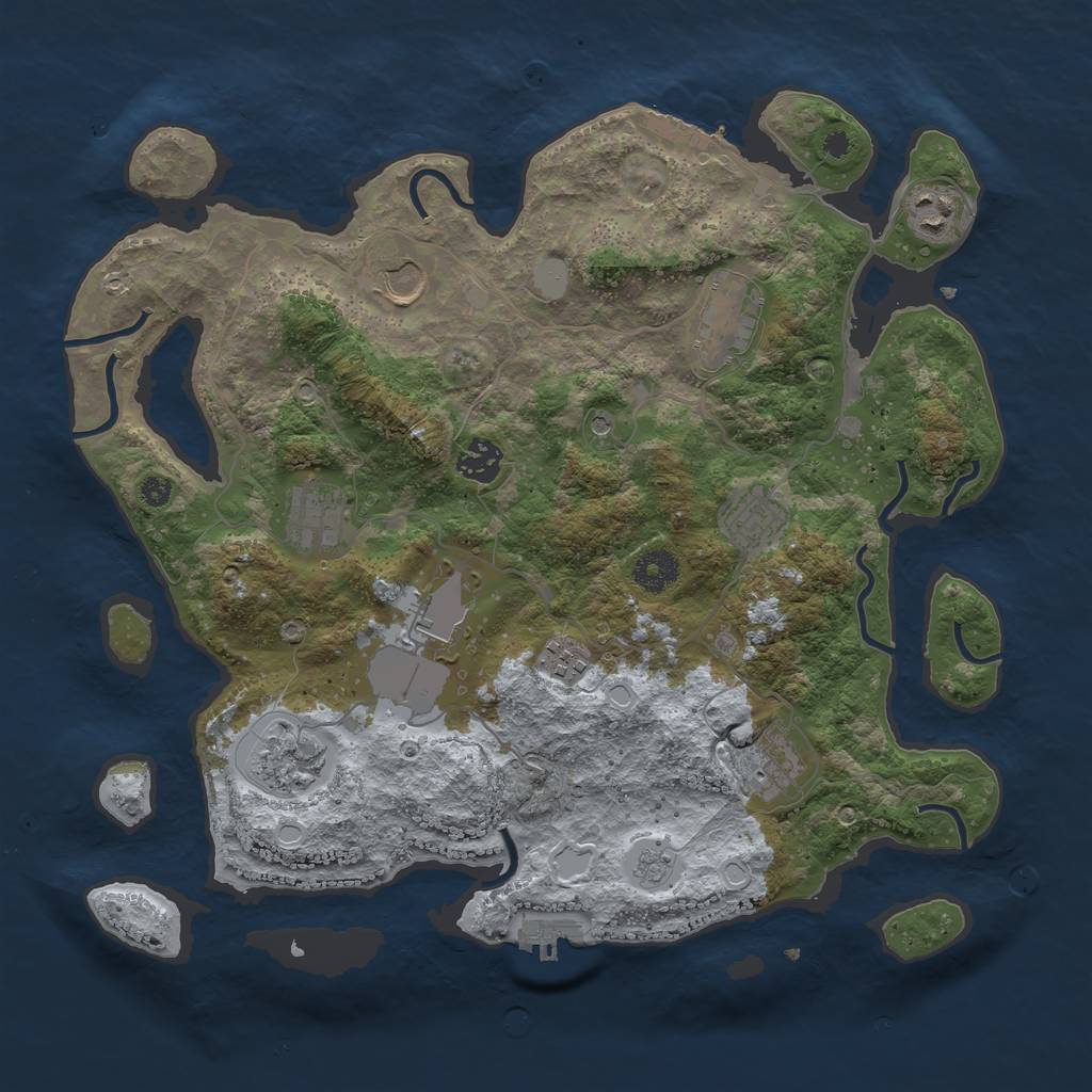 Rust Map: Procedural Map, Size: 3700, Seed: 554015870, 19 Monuments
