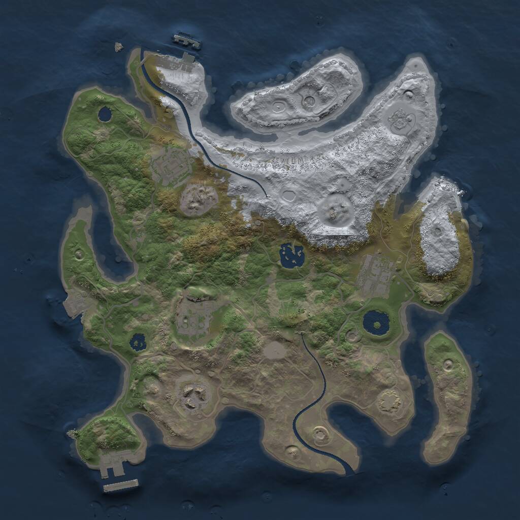 Rust Map: Procedural Map, Size: 3000, Seed: 1720206307, 11 Monuments