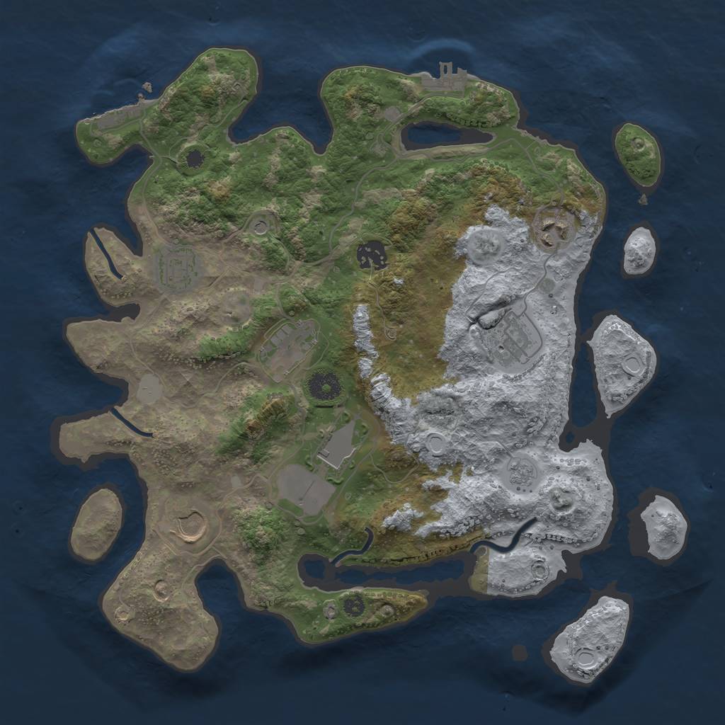 Rust Map: Procedural Map, Size: 3500, Seed: 2113888, 14 Monuments