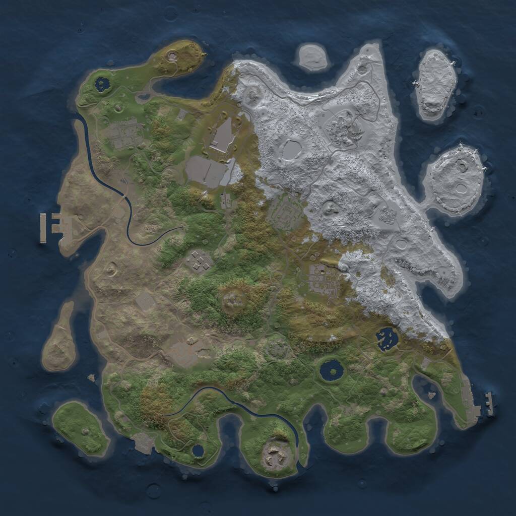 Rust Map: Procedural Map, Size: 3500, Seed: 3827, 14 Monuments