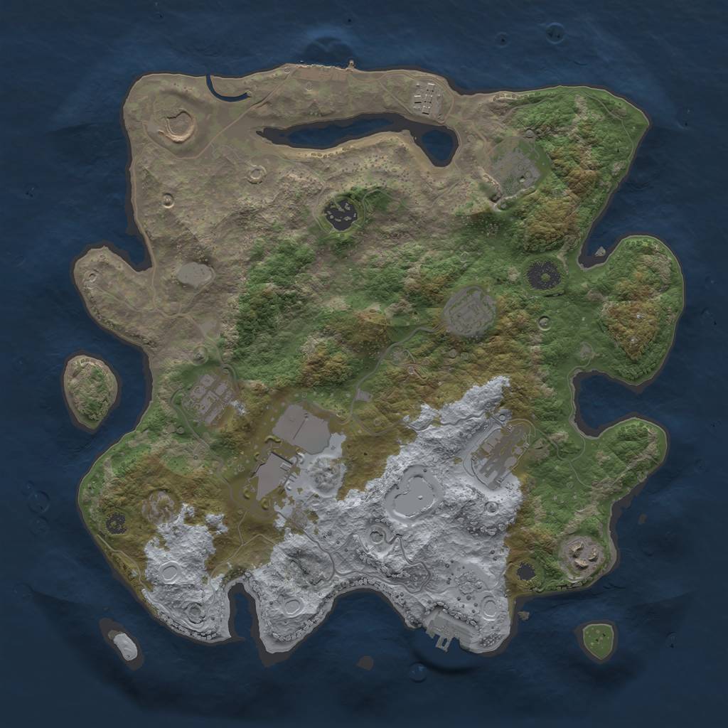 Rust Map: Procedural Map, Size: 3500, Seed: 1910466350, 16 Monuments