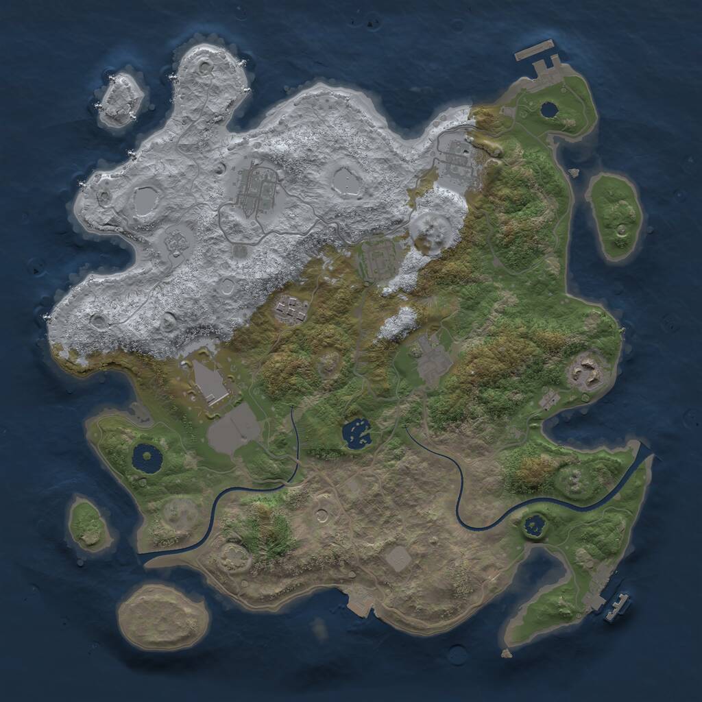 Rust Map: Procedural Map, Size: 3500, Seed: 2050854108, 14 Monuments