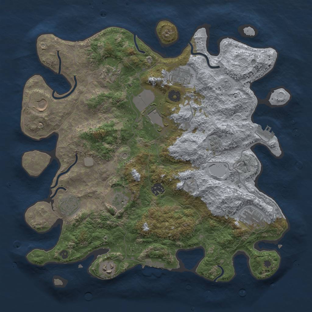 Rust Map: Procedural Map, Size: 3750, Seed: 190123, 19 Monuments