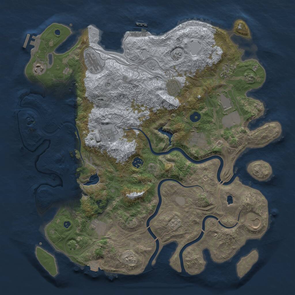 Rust Map: Procedural Map, Size: 4250, Seed: 1363595999, 17 Monuments