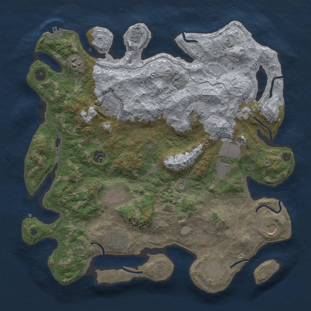Rust Map: Procedural Map, Size: 4000, Seed: 919922247, 18 Monuments