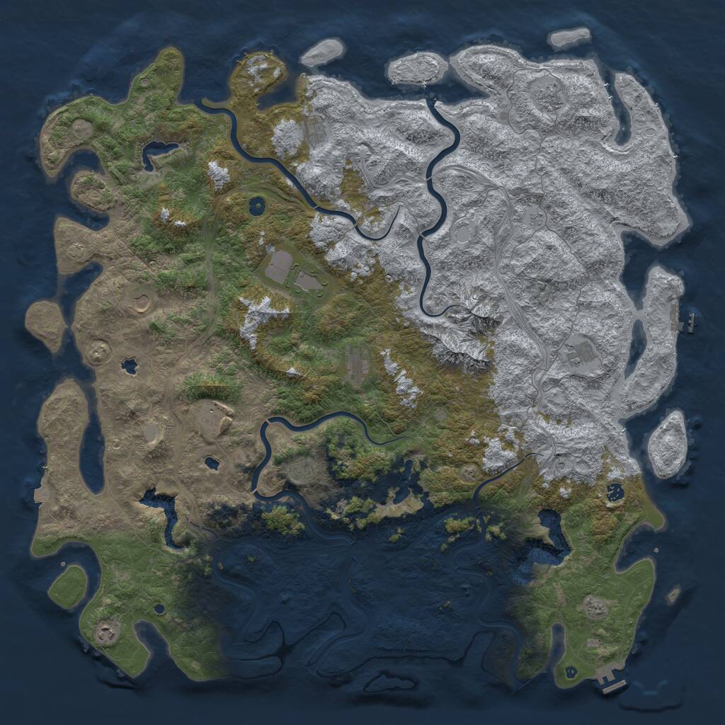 Rust Map: Procedural Map, Size: 6000, Seed: 75391, 17 Monuments