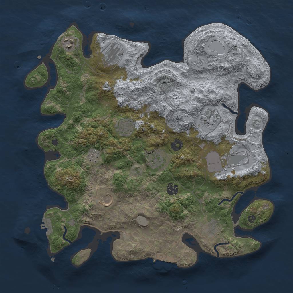 Rust Map: Procedural Map, Size: 3700, Seed: 504325011, 19 Monuments