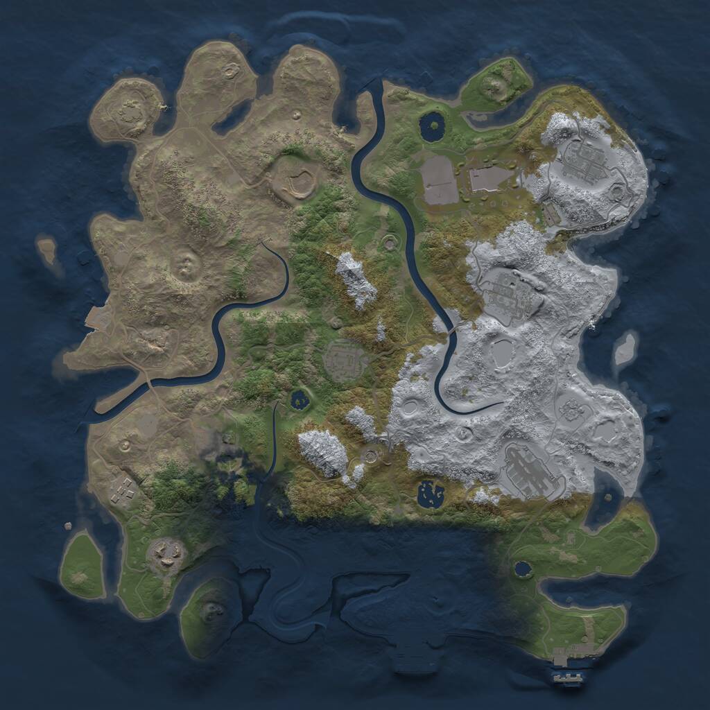 Rust Map: Procedural Map, Size: 3800, Seed: 826502, 16 Monuments