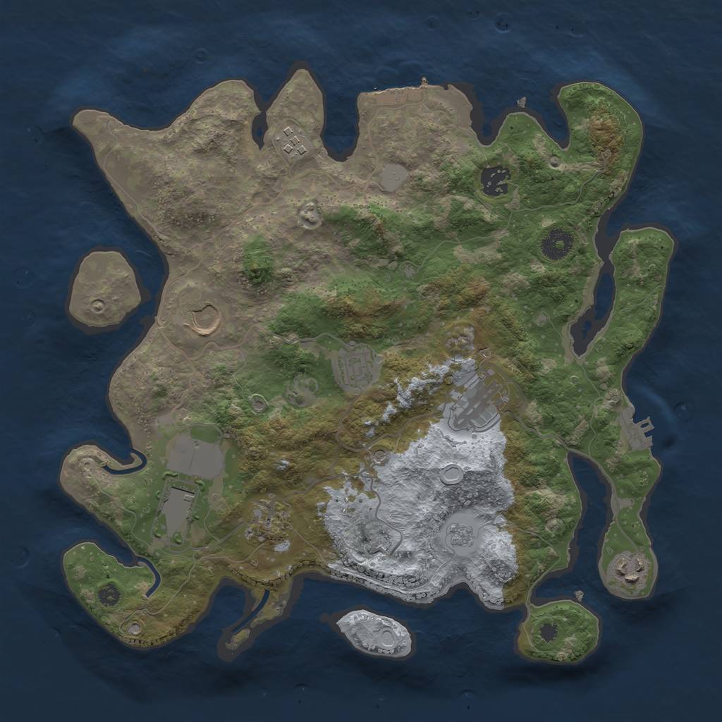 Rust Map: Procedural Map, Size: 3500, Seed: 1665399238, 17 Monuments