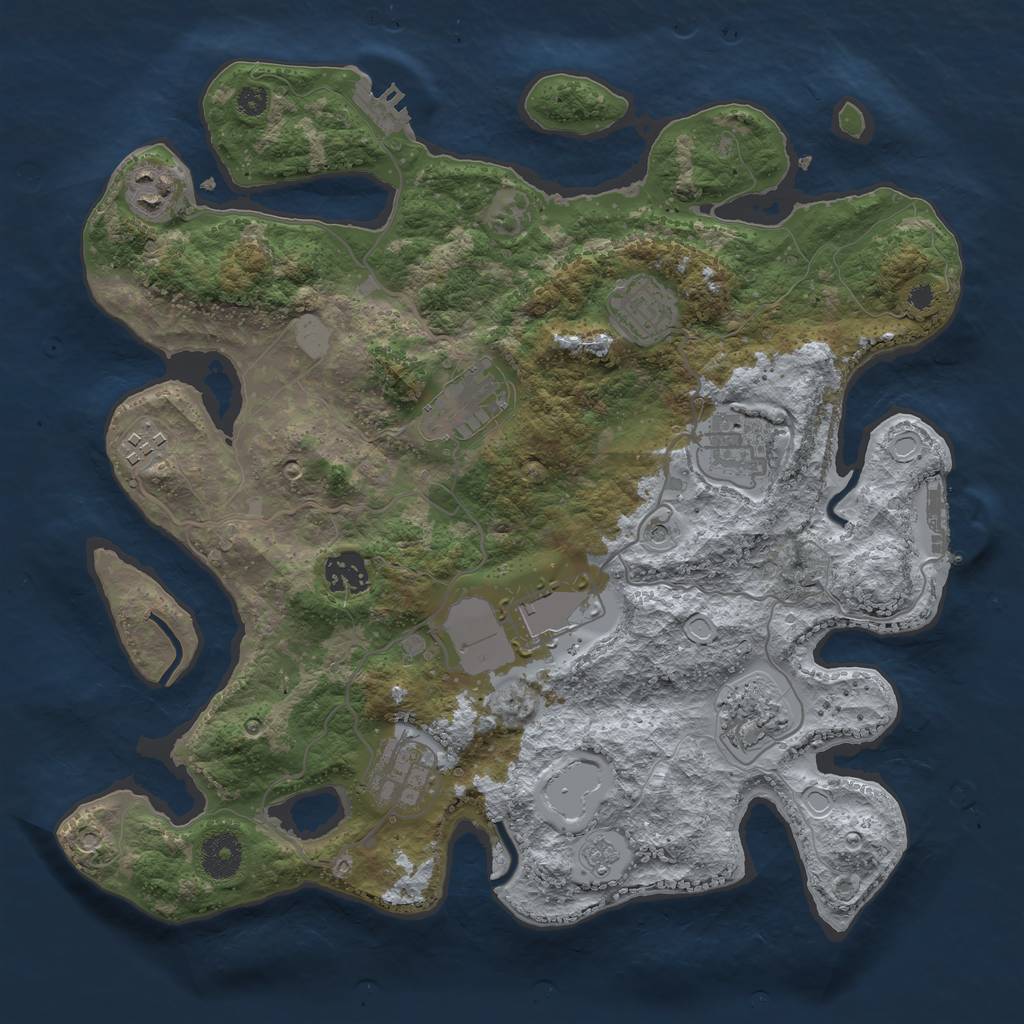 Rust Map: Procedural Map, Size: 3500, Seed: 340533892, 18 Monuments