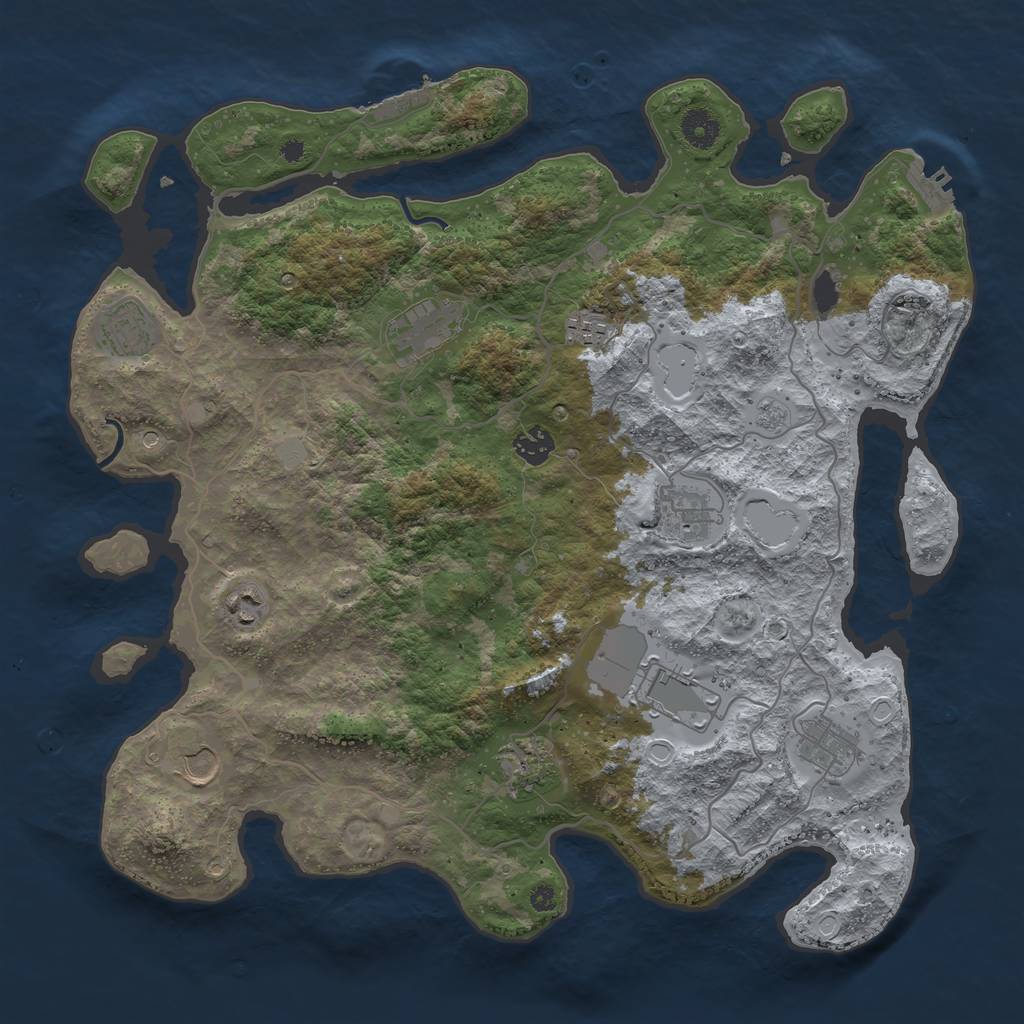 Rust Map: Procedural Map, Size: 4000, Seed: 2363008, 19 Monuments