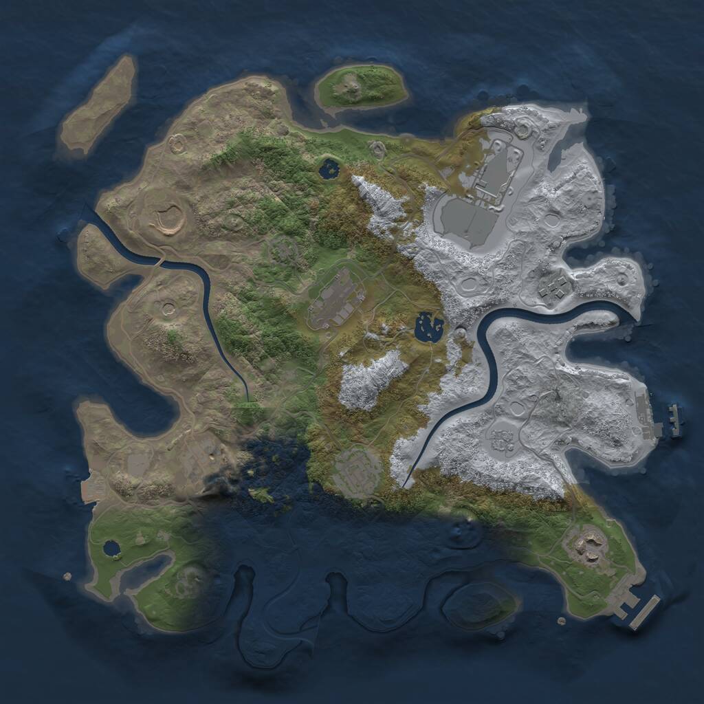 Rust Map: Procedural Map, Size: 3500, Seed: 1246404764, 14 Monuments
