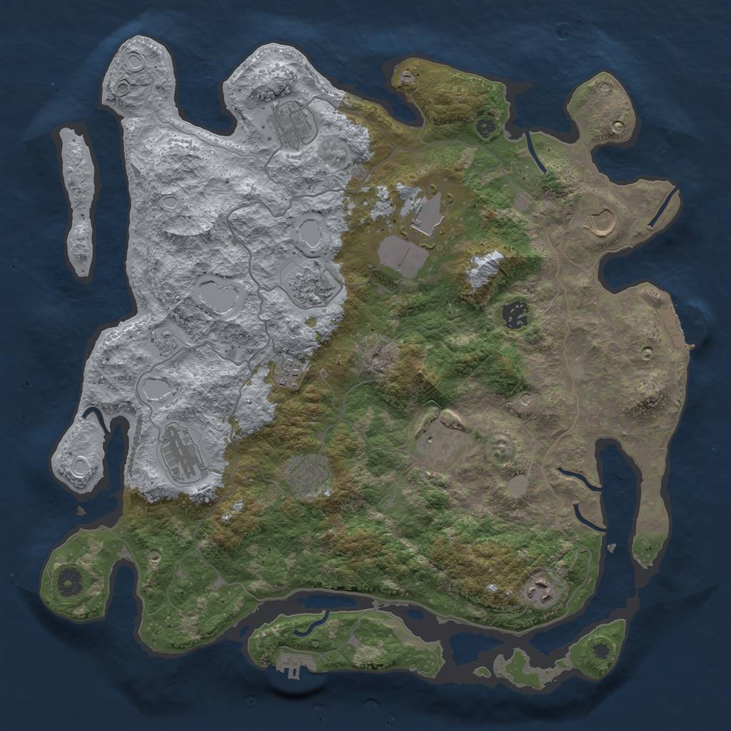 Rust Map: Procedural Map, Size: 4000, Seed: 460040310, 19 Monuments