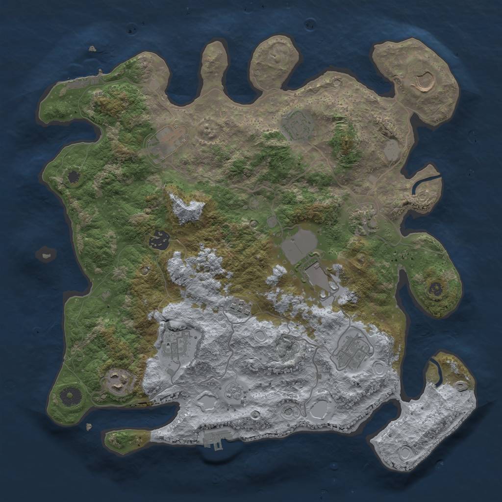 Rust Map: Procedural Map, Size: 3700, Seed: 513897790, 19 Monuments