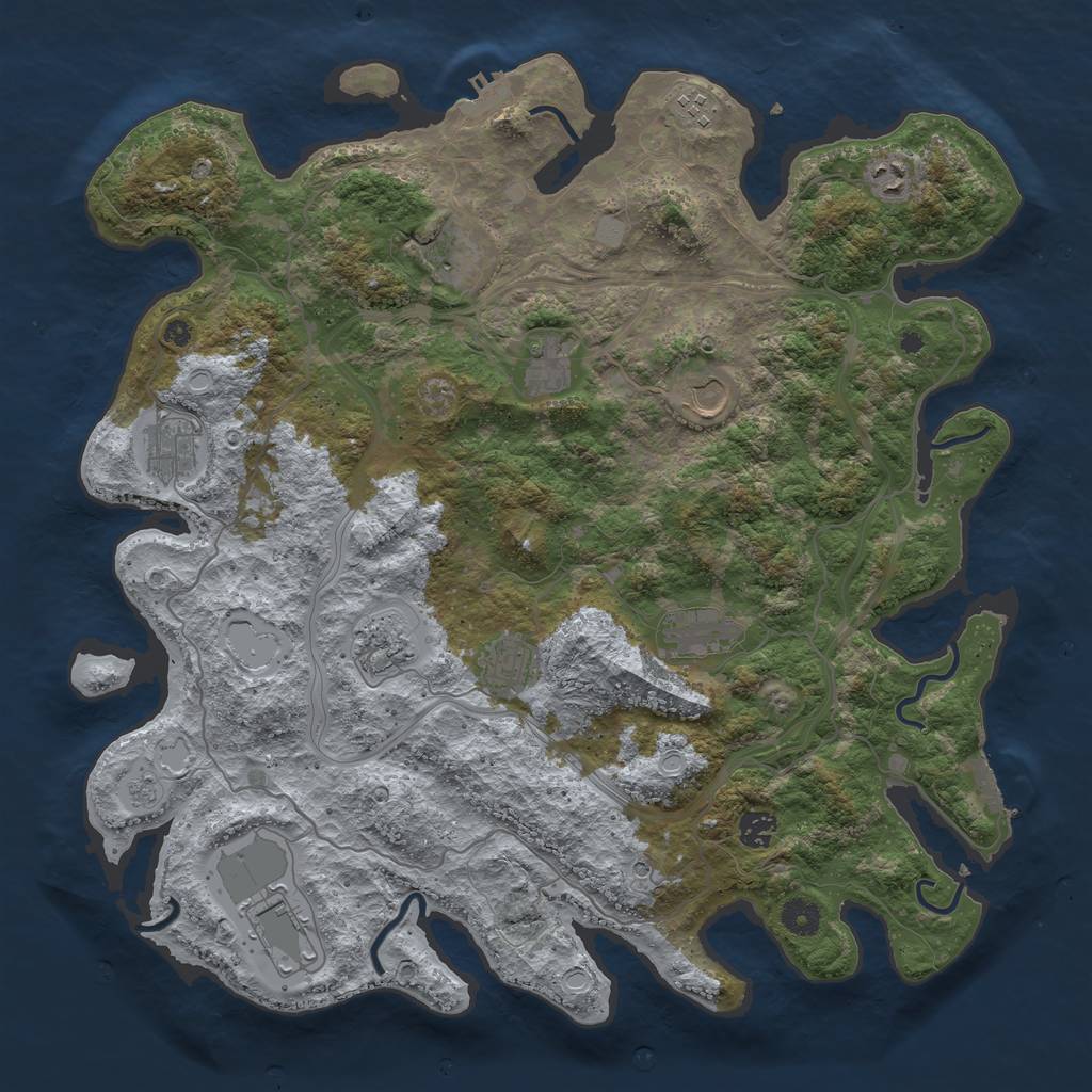 Rust Map: Procedural Map, Size: 4250, Seed: 519134332, 20 Monuments