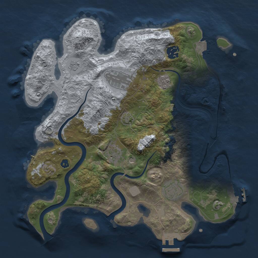 Rust Map: Procedural Map, Size: 3000, Seed: 1126122397, 11 Monuments