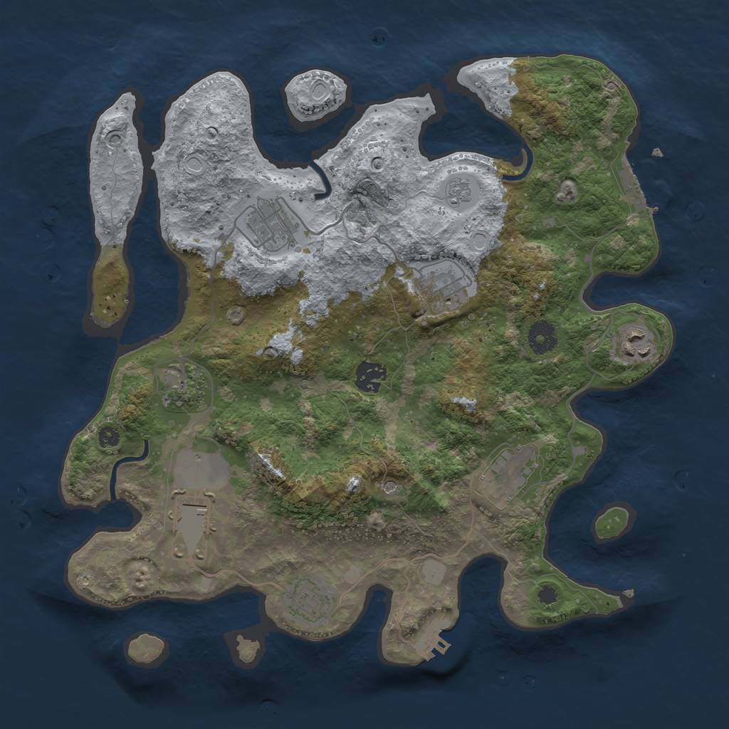 Rust Map: Procedural Map, Size: 3500, Seed: 985559705, 17 Monuments