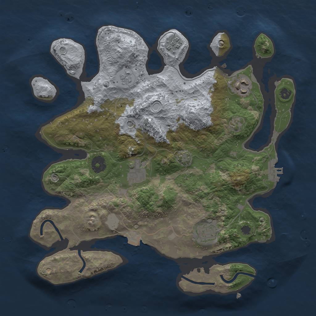 Rust Map: Procedural Map, Size: 3000, Seed: 201373044, 11 Monuments