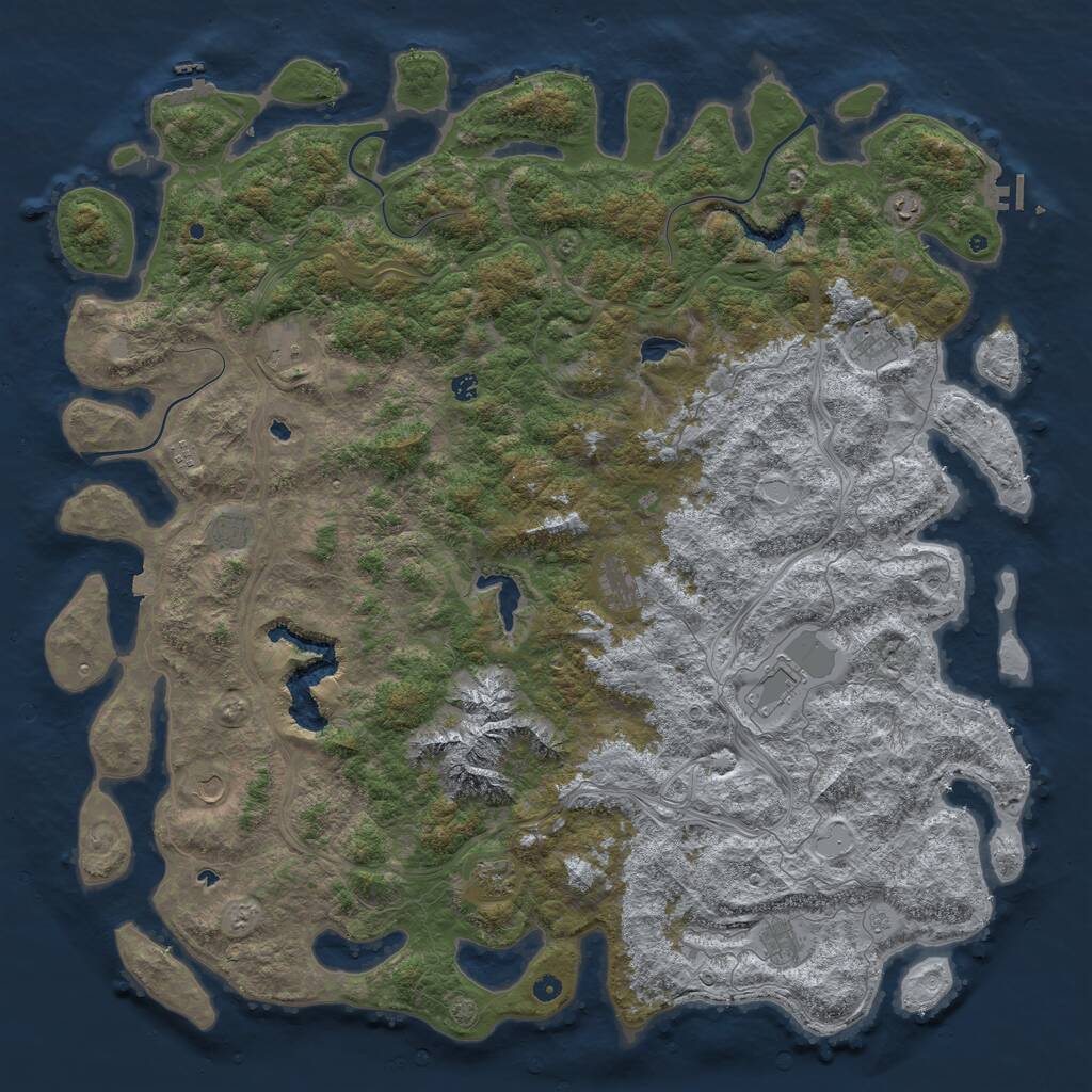 Rust Map: Procedural Map, Size: 6000, Seed: 7814, 17 Monuments