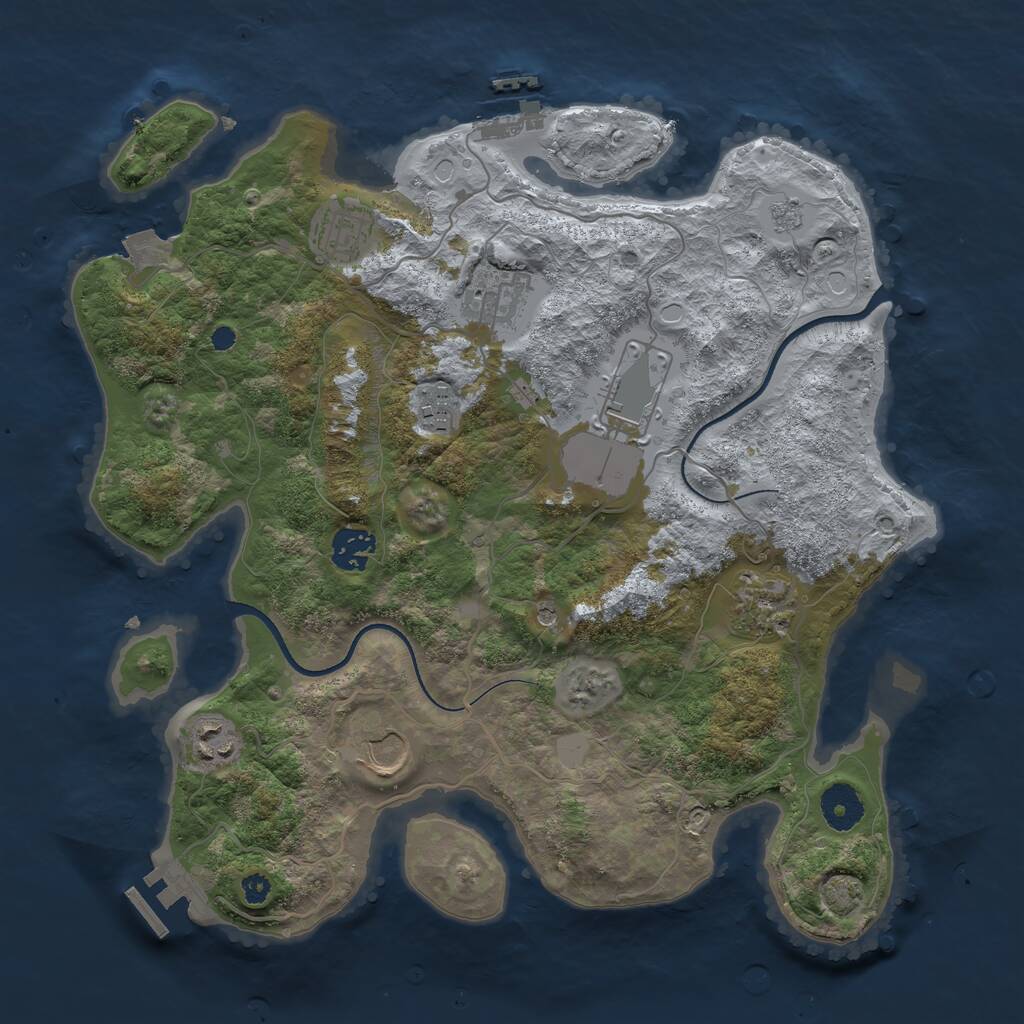 Rust Map: Procedural Map, Size: 3500, Seed: 11221192, 14 Monuments