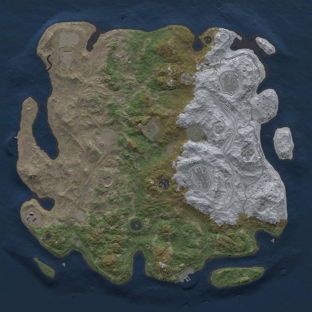 Rust Map: Procedural Map, Size: 4250, Seed: 2060465600, 18 Monuments