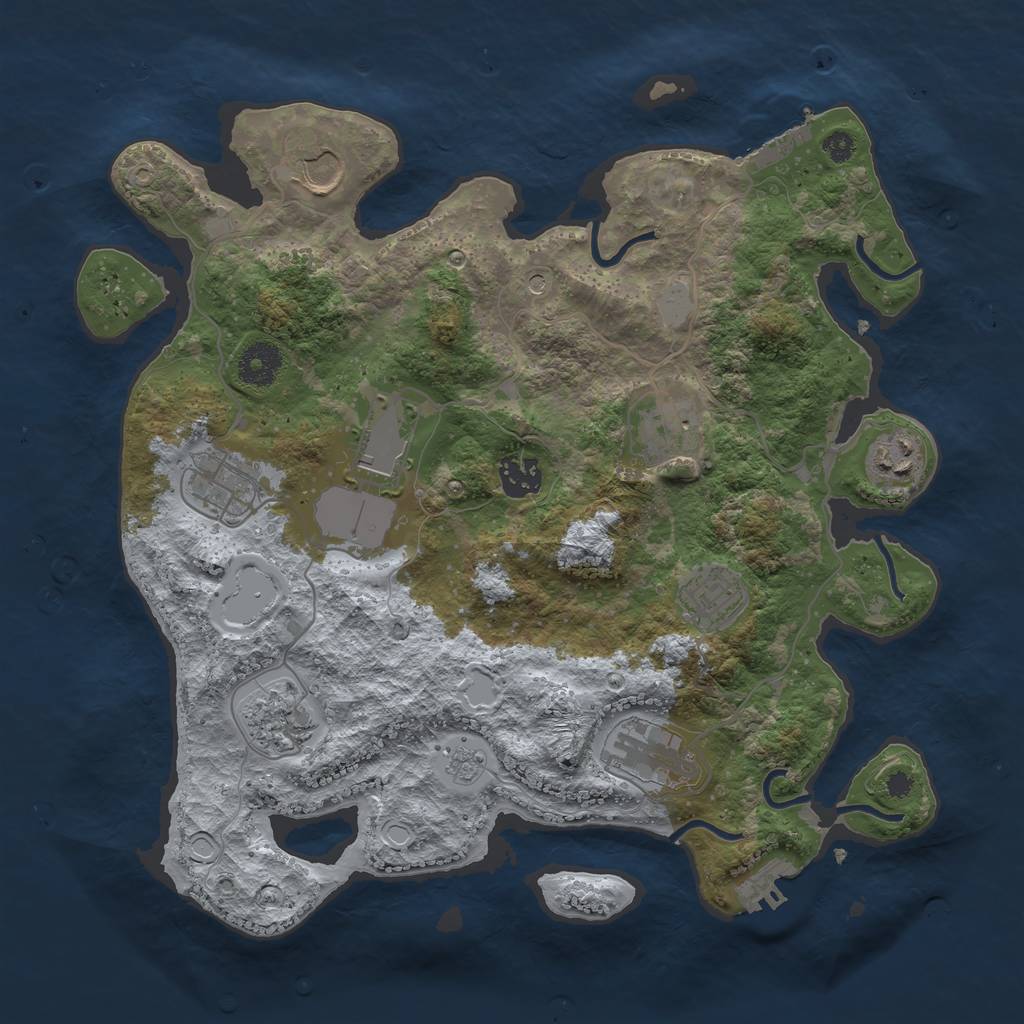 Rust Map: Procedural Map, Size: 3500, Seed: 104512066, 18 Monuments