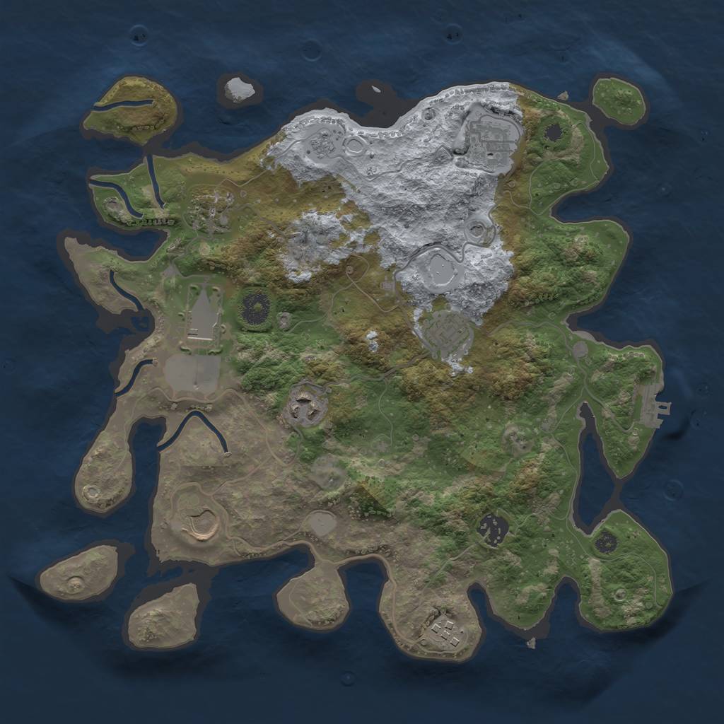 Rust Map: Procedural Map, Size: 3500, Seed: 979106523, 16 Monuments