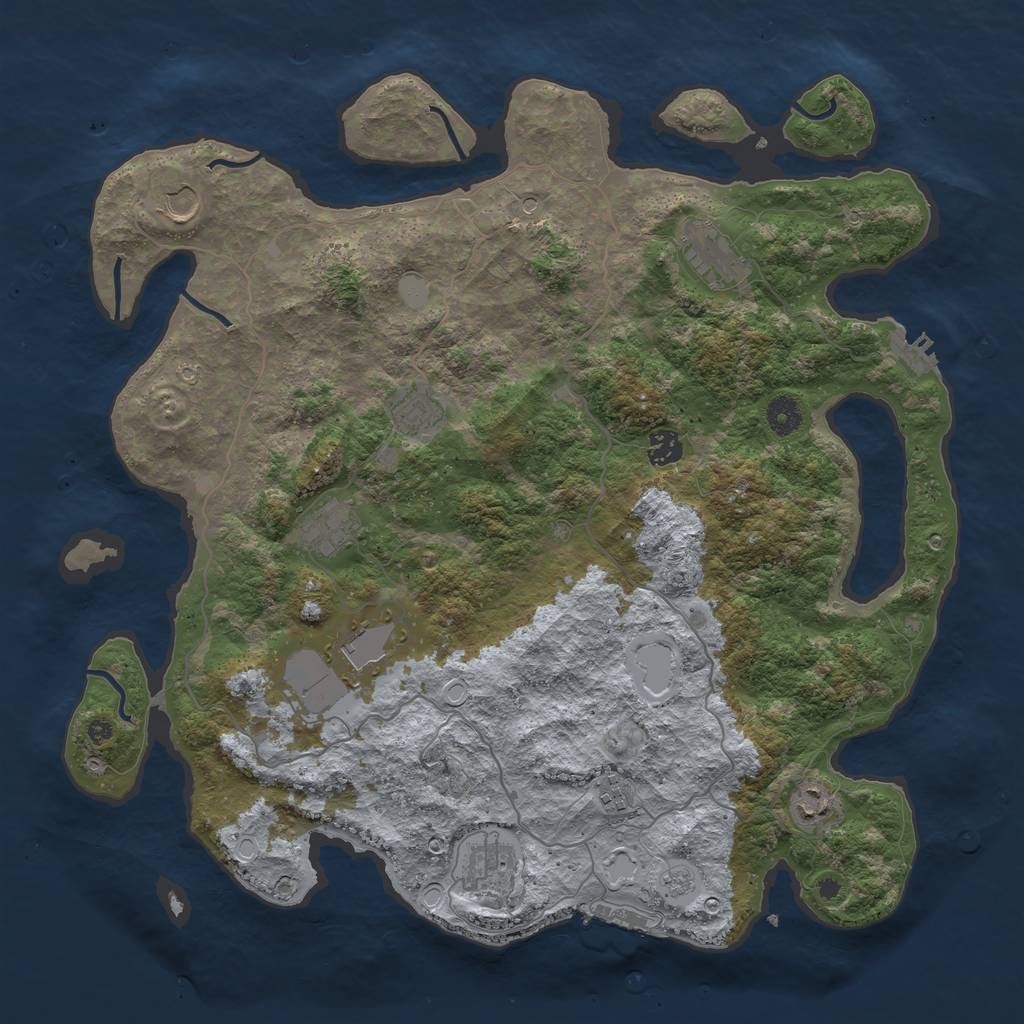 Rust Map: Procedural Map, Size: 4200, Seed: 745591491, 18 Monuments