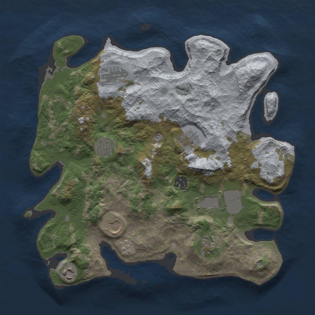 Rust Map: Barren, Size: 3500, Seed: 6123, 12 Monuments
