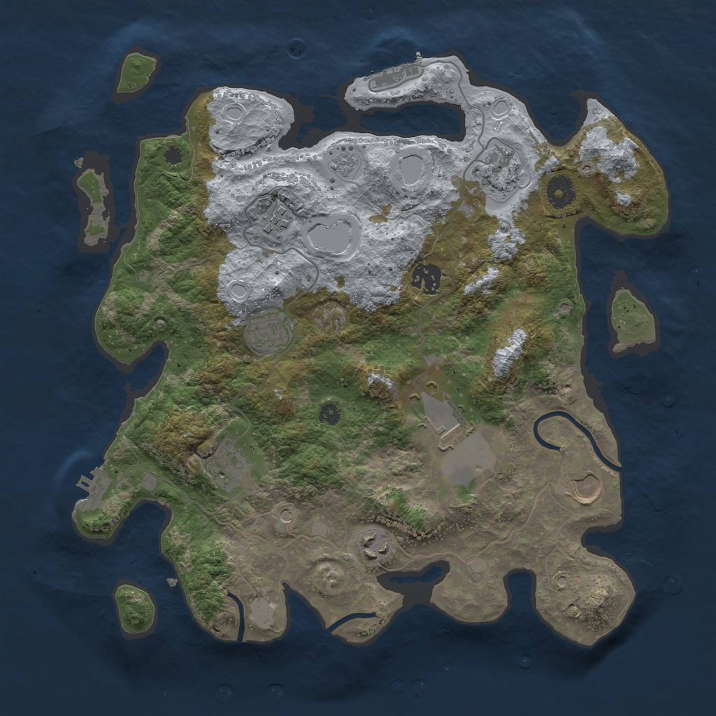 Rust Map: Procedural Map, Size: 3500, Seed: 800813, 17 Monuments