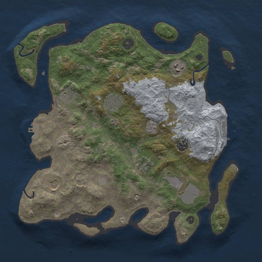 Rust Map: Procedural Map, Size: 3500, Seed: 830670614, 16 Monuments