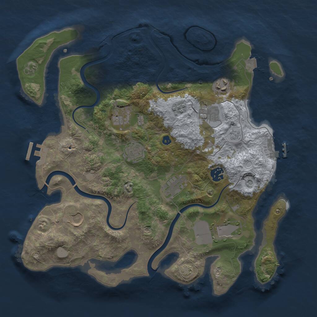 Rust Map: Procedural Map, Size: 3500, Seed: 830670614, 15 Monuments