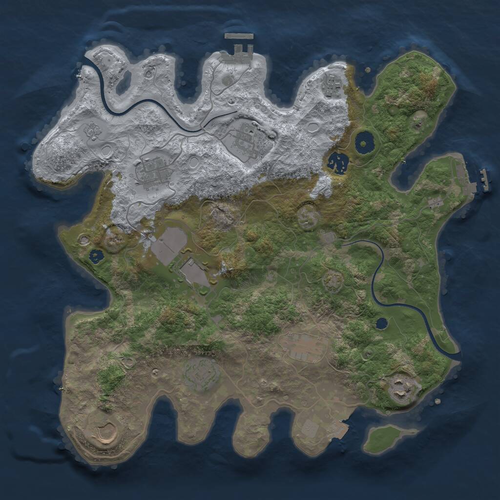 Rust Map: Procedural Map, Size: 3500, Seed: 2012099490, 14 Monuments