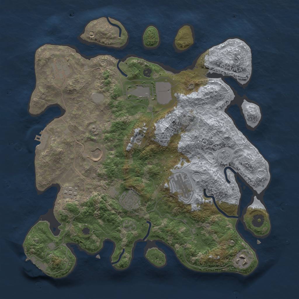 Rust Map: Procedural Map, Size: 3500, Seed: 96298668, 16 Monuments