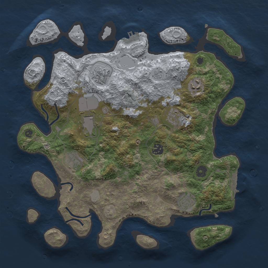 Rust Map: Procedural Map, Size: 3500, Seed: 1040480167, 15 Monuments