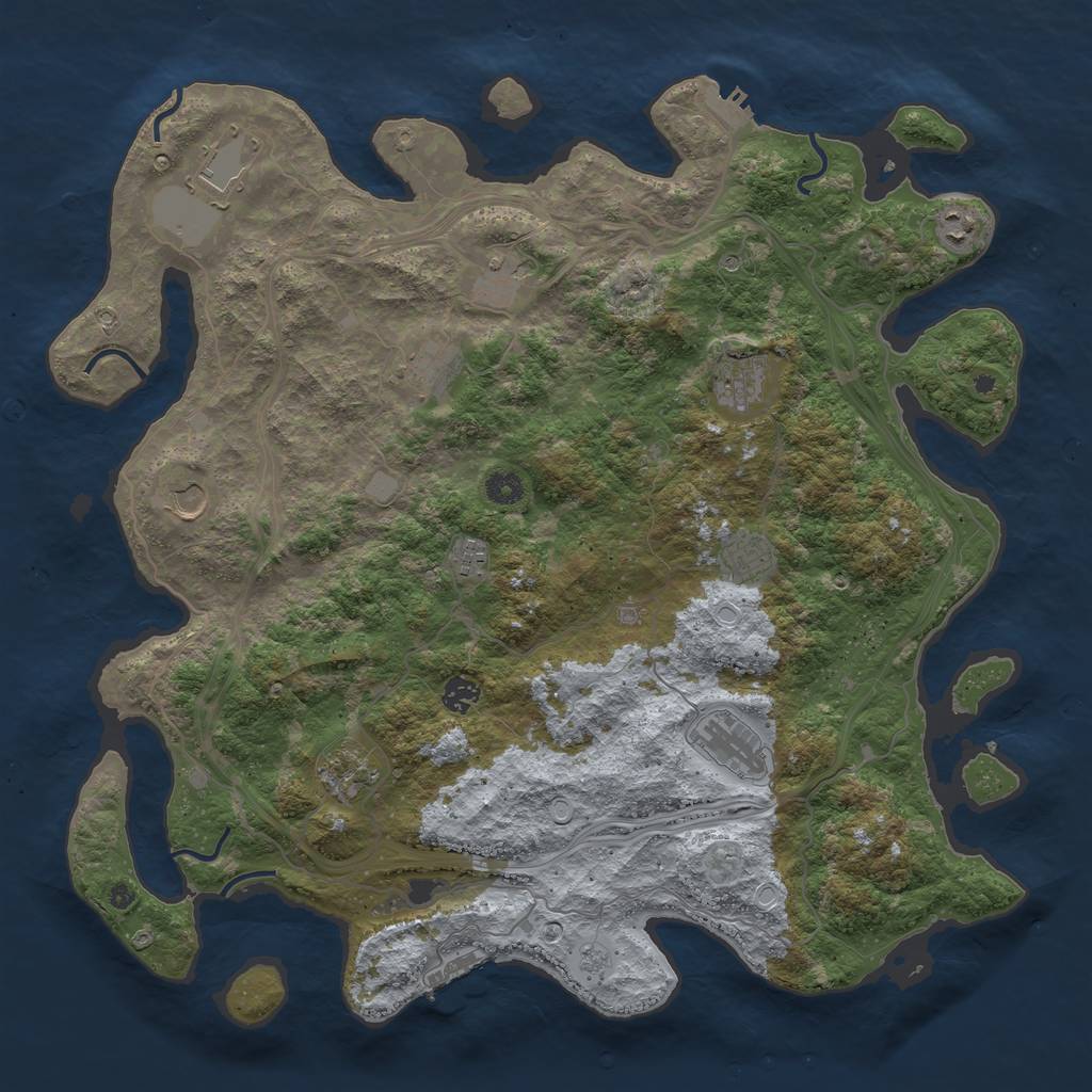 Rust Map: Procedural Map, Size: 4500, Seed: 1461479196, 20 Monuments