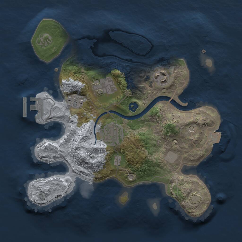 Rust Map: Procedural Map, Size: 2500, Seed: 764910341, 8 Monuments