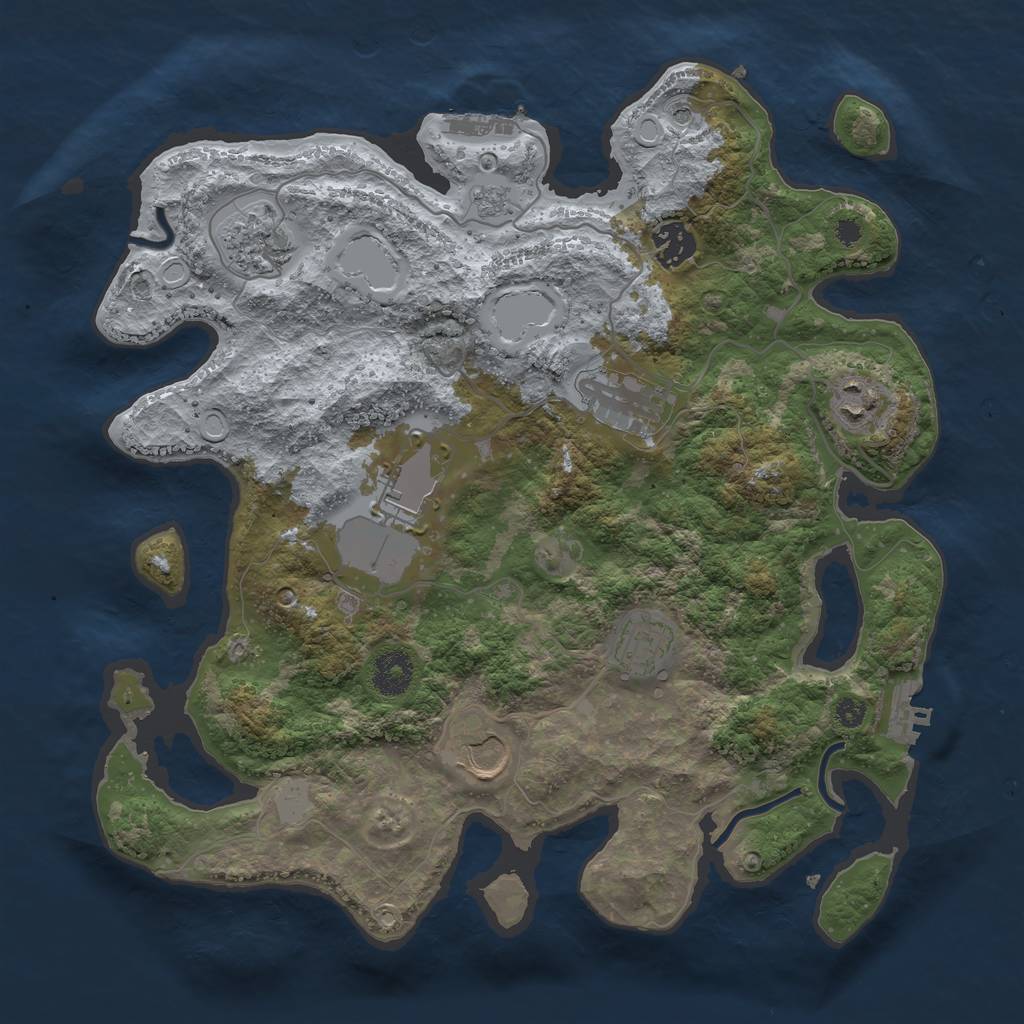 Rust Map: Procedural Map, Size: 3500, Seed: 790031509, 16 Monuments