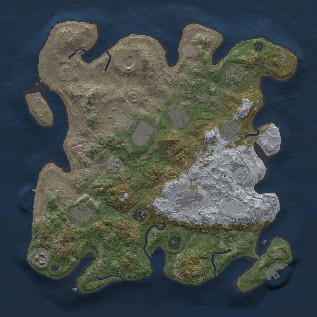 Rust Map: Procedural Map, Size: 3500, Seed: 1996925470, 19 Monuments