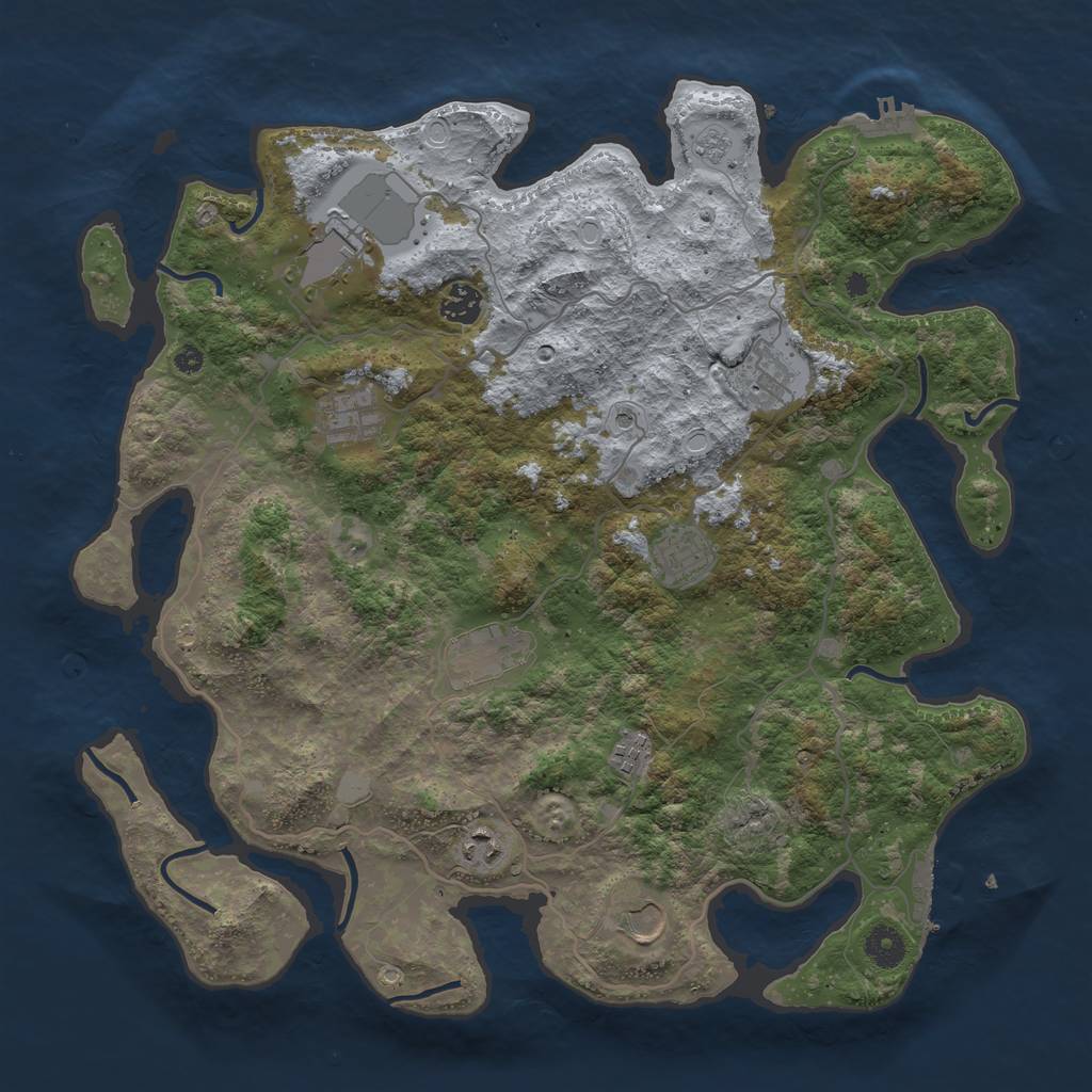 Rust Map: Procedural Map, Size: 4000, Seed: 578336022, 18 Monuments