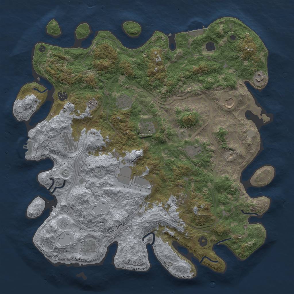 Rust Map: Procedural Map, Size: 4500, Seed: 556294683, 20 Monuments