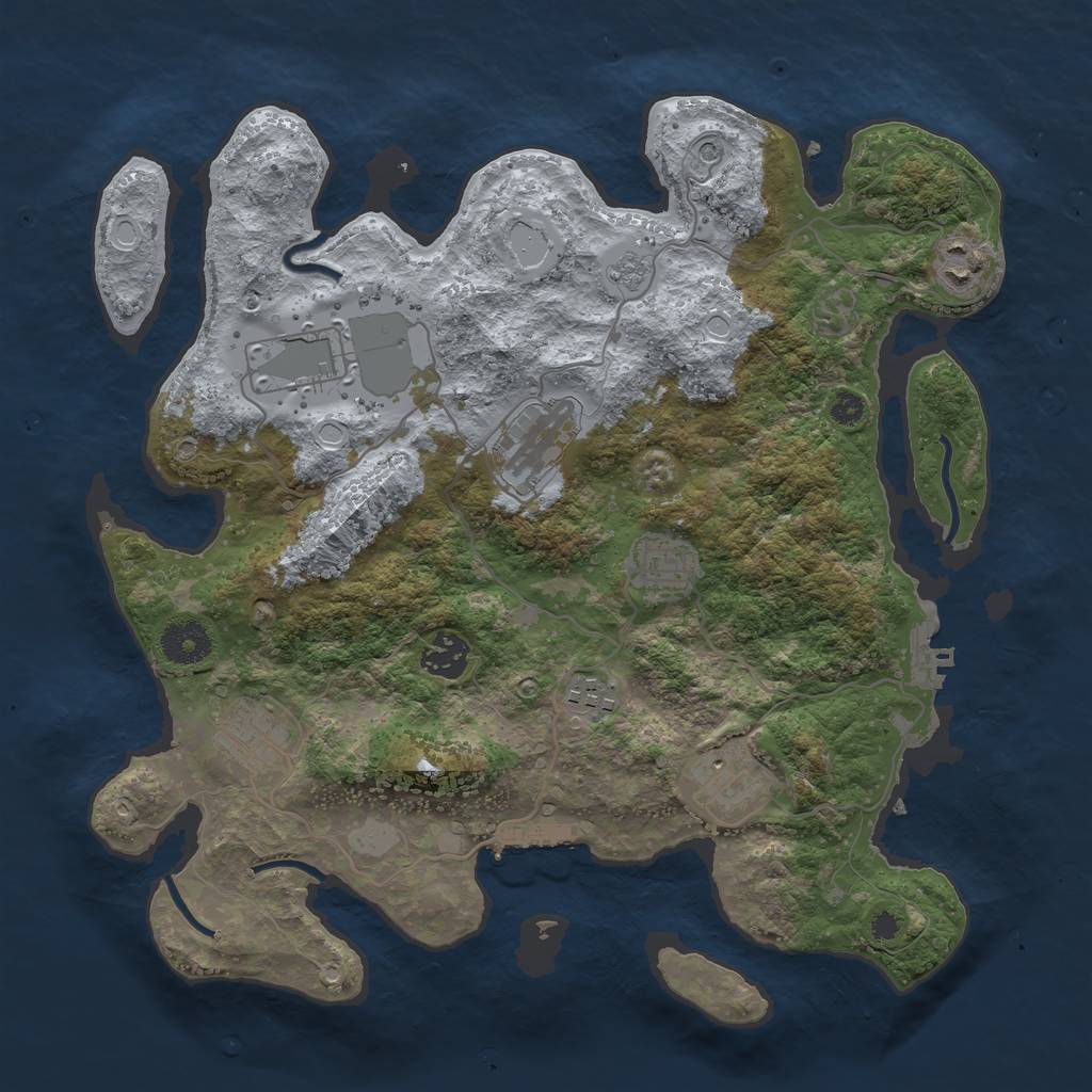 Rust Map: Procedural Map, Size: 3500, Seed: 92728, 17 Monuments
