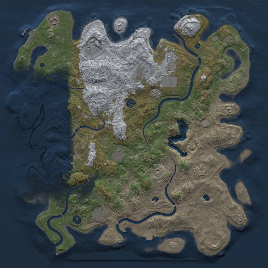 Rust Map: Procedural Map, Size: 4500, Seed: 5184868, 16 Monuments
