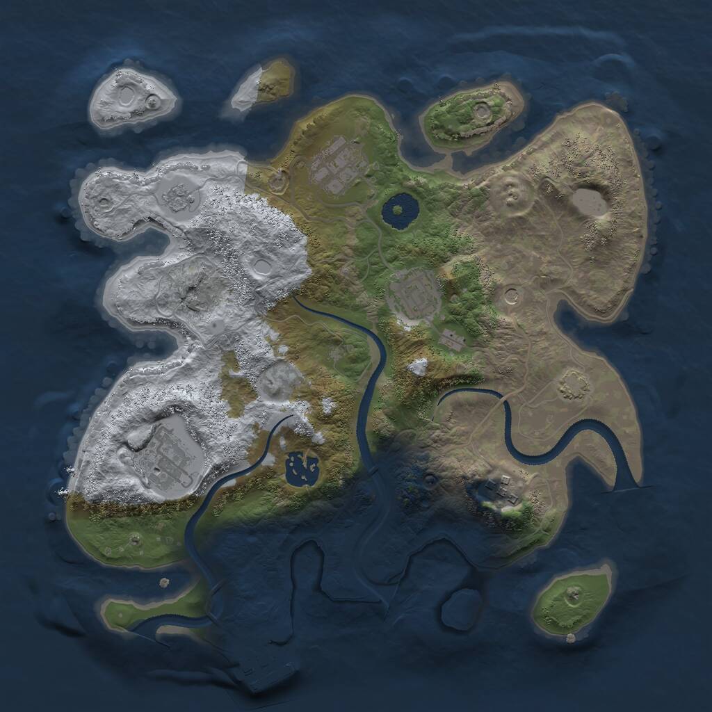 Rust Map: Procedural Map, Size: 3000, Seed: 7146, 10 Monuments
