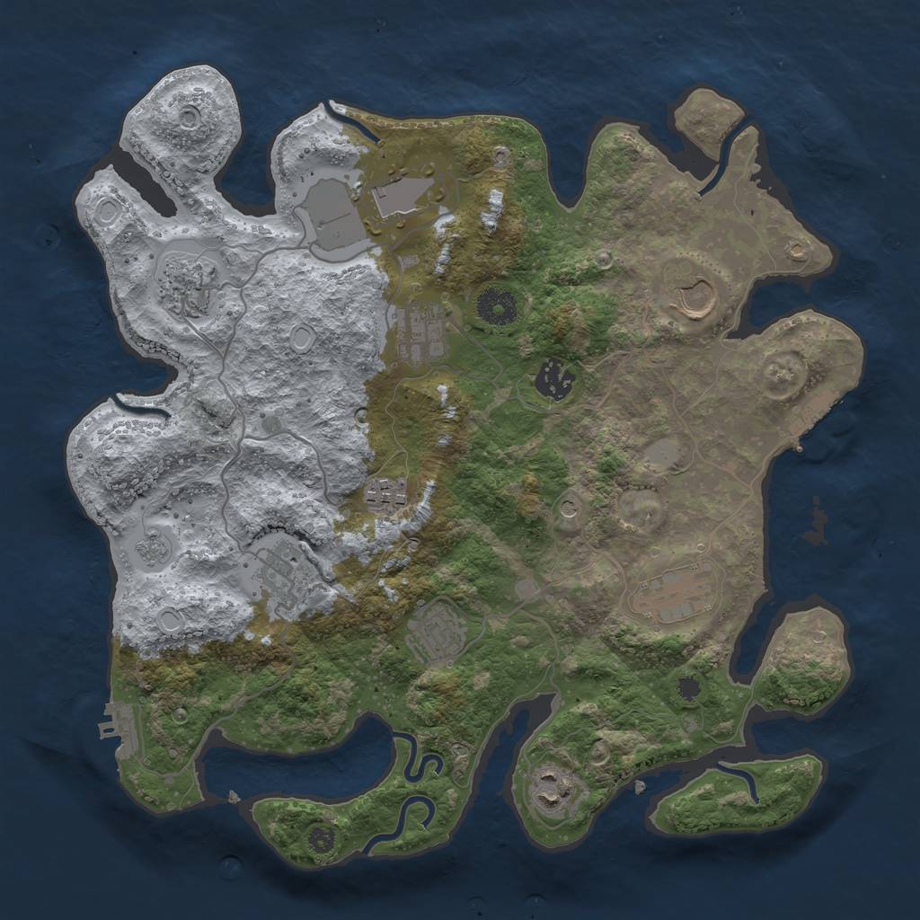 Rust Map: Procedural Map, Size: 3500, Seed: 1868747713, 19 Monuments